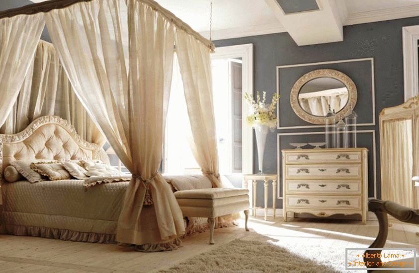 Пастелни бои во дизајнот на луксузна спална соба