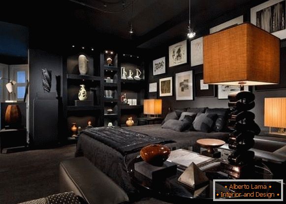 Модерен спална соба во црно