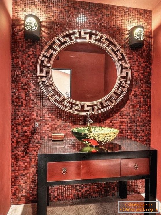 Црвена боја на бања во кинески стил