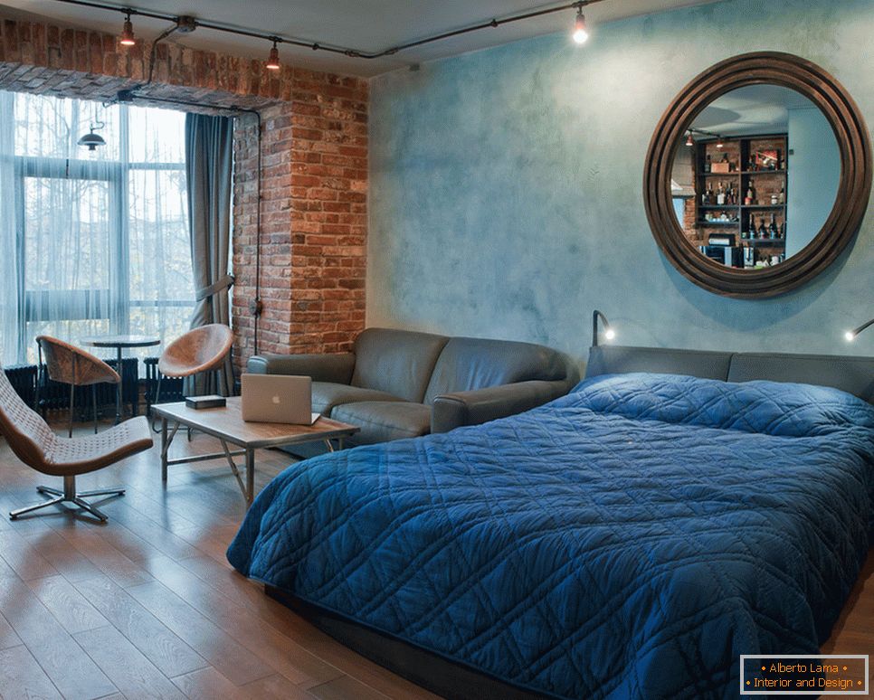 Дневна и спална соба апартмани во мансарда стил