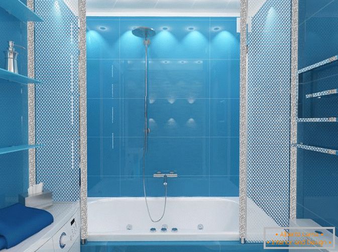 Луксузен бања дизајн во сини тонови