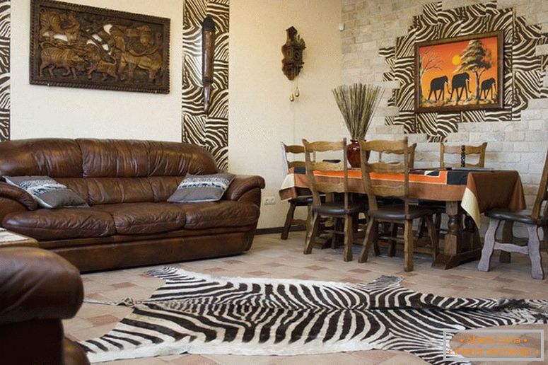 Кожа мебел во ентериер во африкански стил