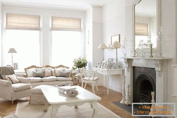 Француски бела дневна соба мебел класичен