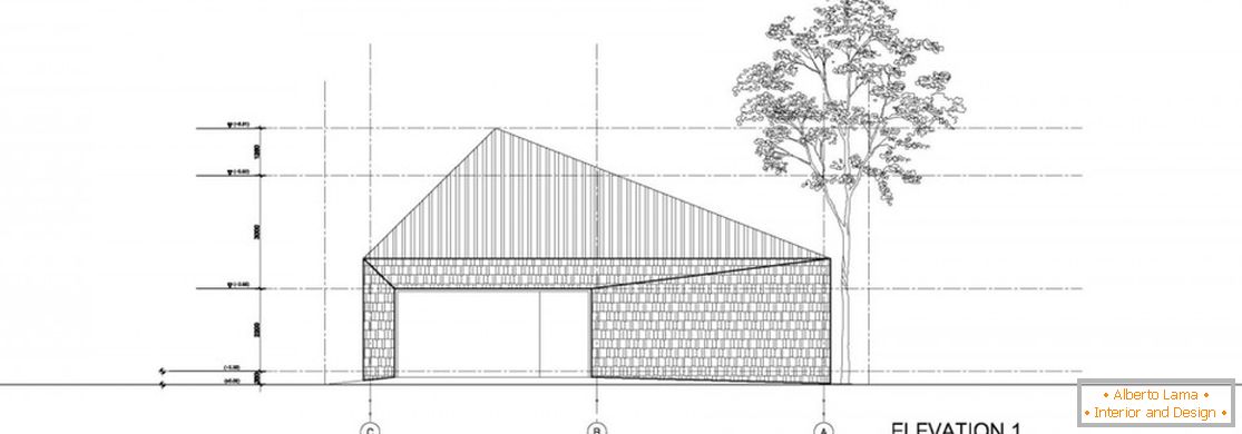 Скица на пропорциите на гаражата со надворешната средина