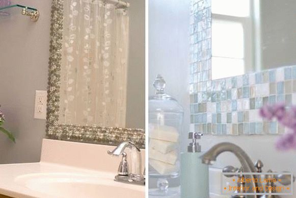 Како да ги декорирате ѕидовите во бањата - декор на огледалото е мозаик
