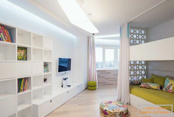 Внатрешноста на детската соба, како пример на правилно избраниот мебел за стилот на минимализмот. 