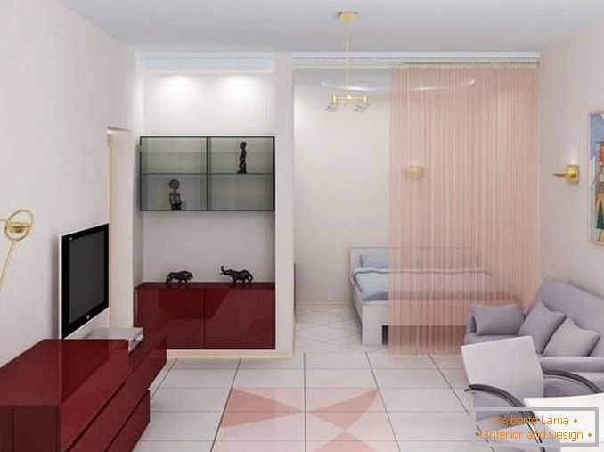 Дизајн на 1 соба стан на Хрушчов со посебна спална соба