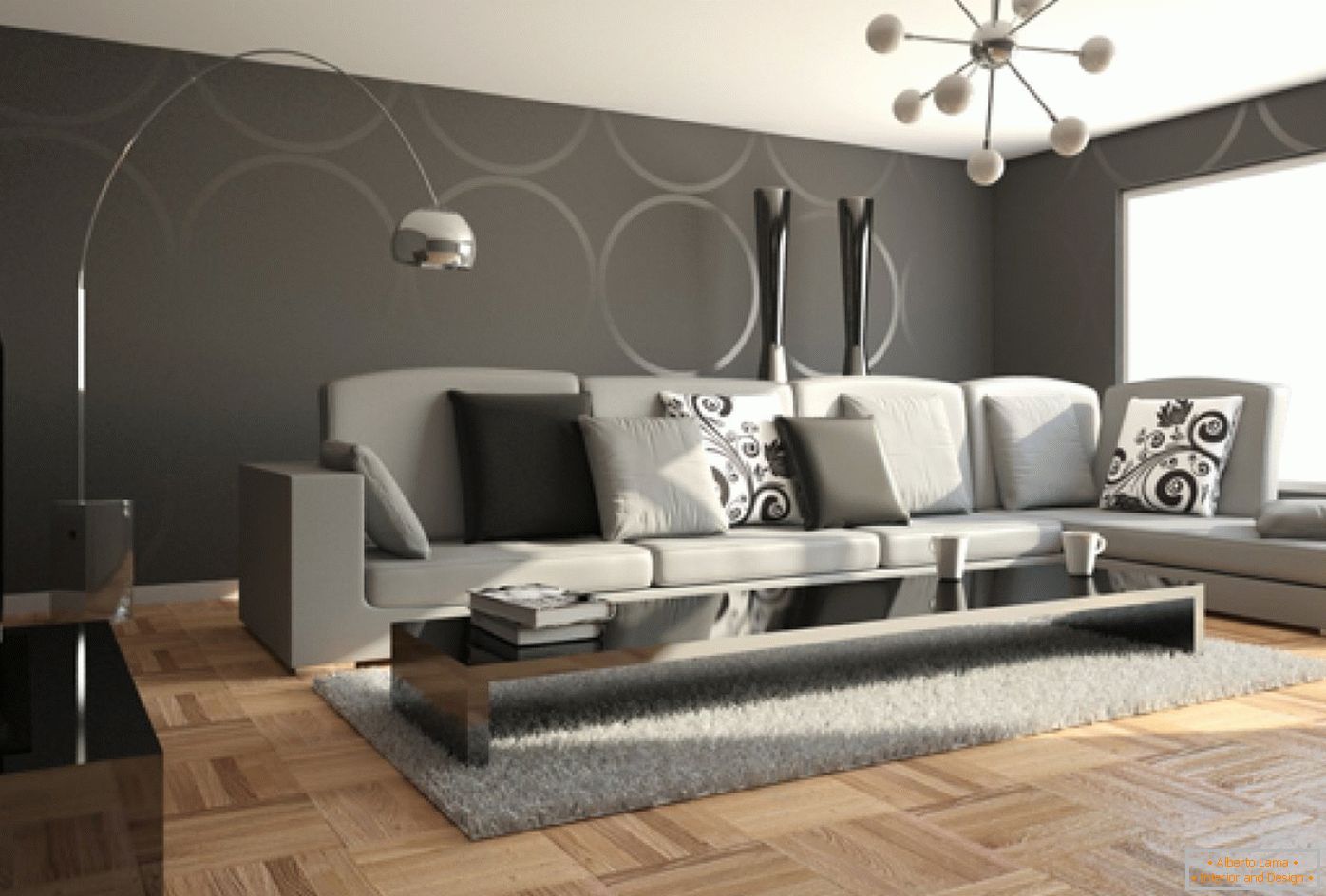 Паркет на подот во дневната соба во минималистички стил