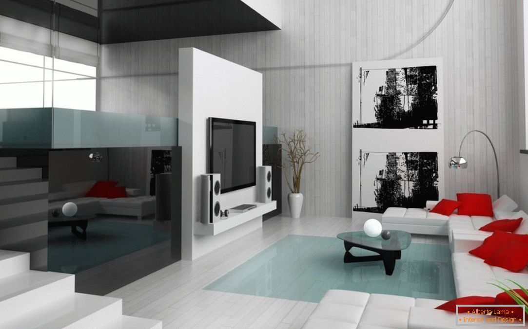Светла кат во дневната соба во минималистички стил