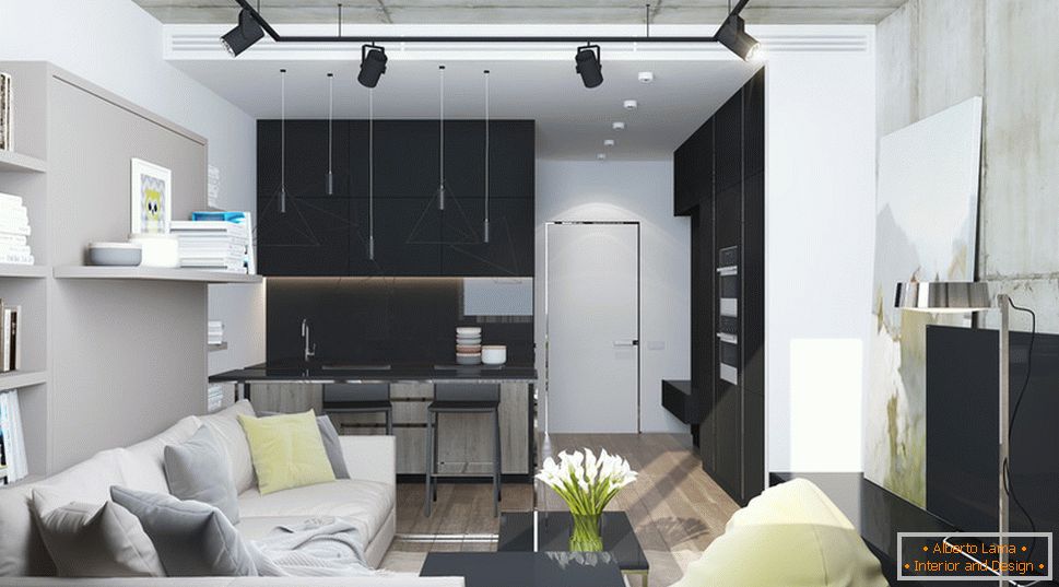Внатрешен дизајн на мал стан во сива тонови - фото 6