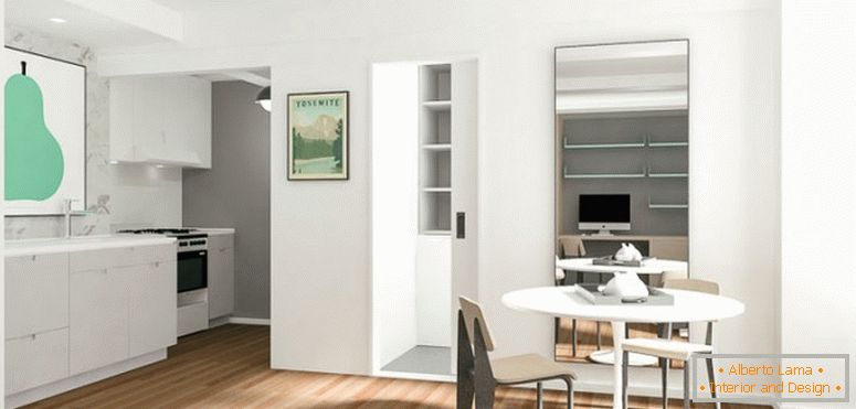 Внатрешен дизајн на мал стан во бела боја