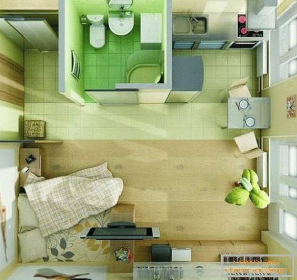 дизајн на една соба мал стан, фото 28