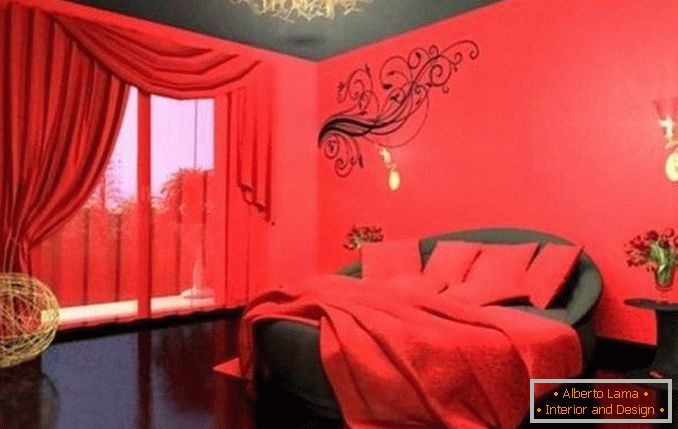 црно-црвена дизајн на спалната, фото 19