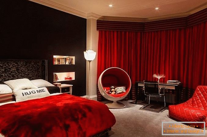 црвен дизајн на спалната, фото 22