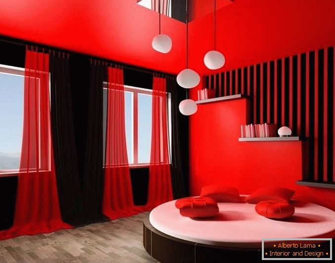црвена спална соба дизајн, фото 26