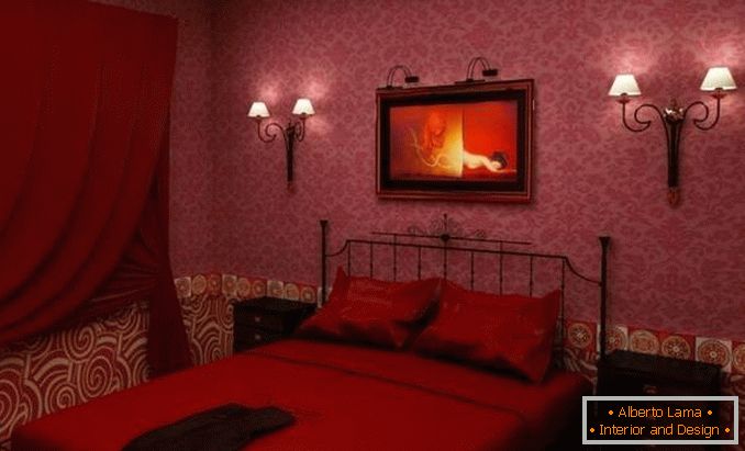 црвена спална соба дизајн, фото 30