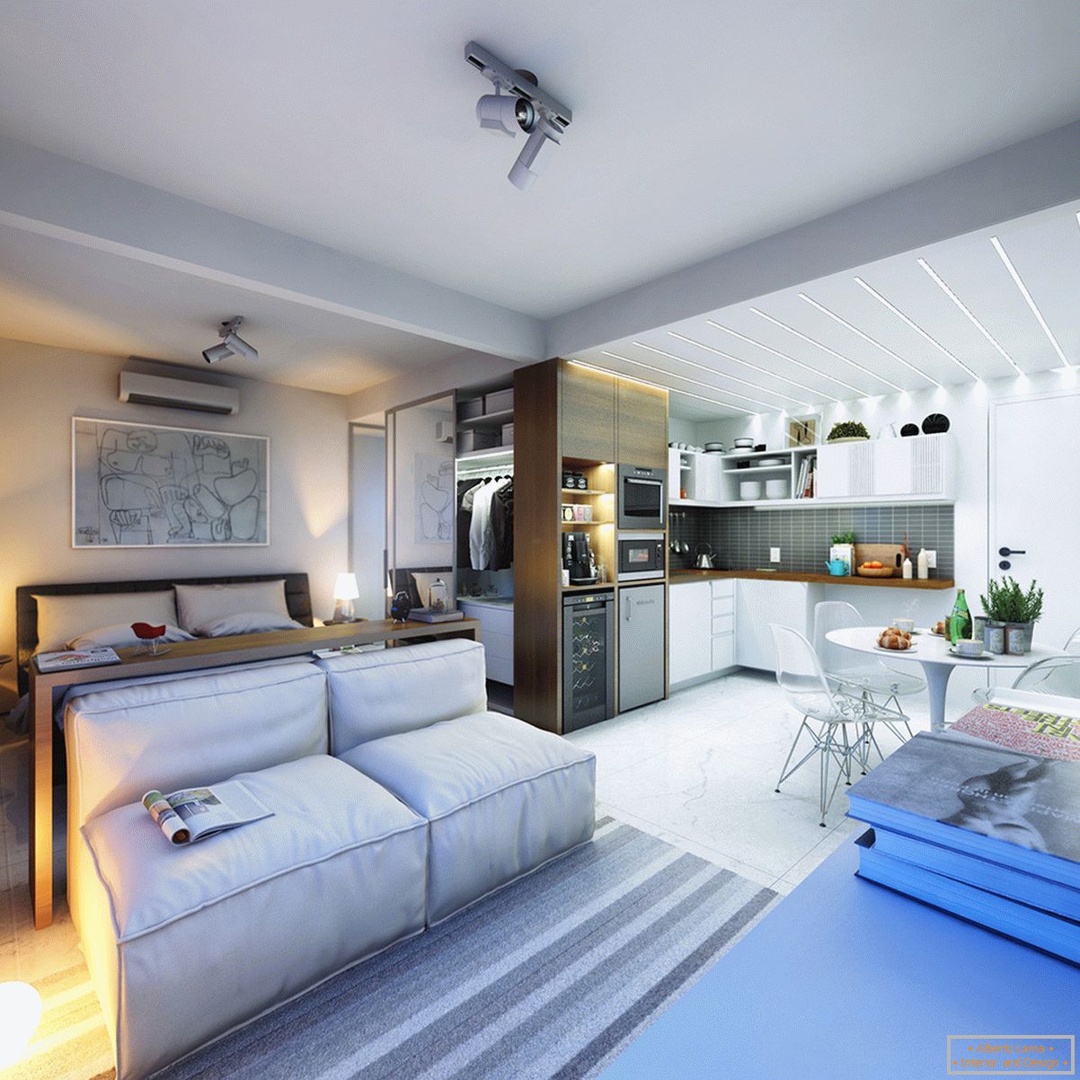 Дизајн на мал стан во светли бои