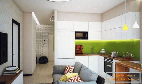 дизајн кујна со софа 18 квадратни метри, фото 23