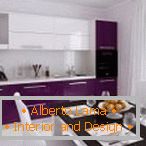 Кујнски мебел со бело-виолетова фасада