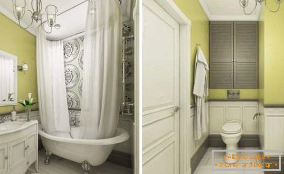 Идеи за дизајн на студиски апартмани 40 кв. М - слика на бања во класичен стил
