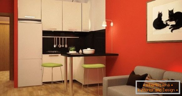 Модерен дизајн студио стан 25 квадратни М - фото кујна дневна соба