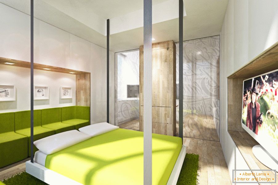 Стан дизајн трансформатор: кревет во дневната соба