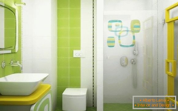 Комбинирана бања во зелени бои и туш кабина