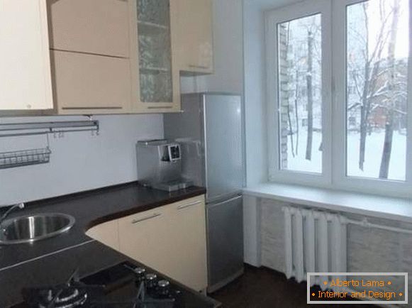 Дизајн на мали станови Хрушчов - мала кујна 5 кв.м.