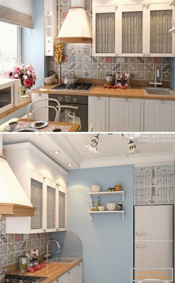 Прованс стил во дизајнот на мала кујна 6 квадратни метри слика