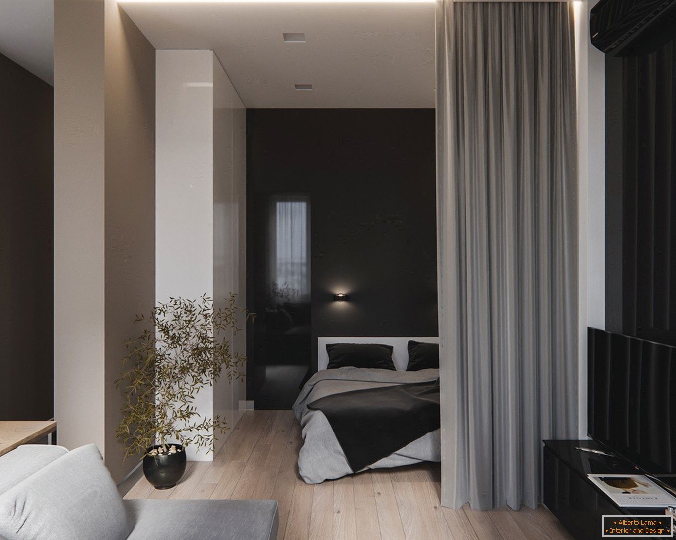 Дизајн стан проект - дневна соба и кревет