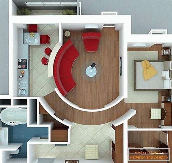 Проектен проект на еднособен стан со одделна спална соба