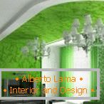 Зелена боја во внатрешноста на дневната соба
