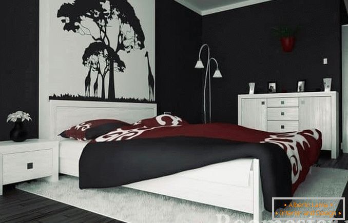 Црна и бела спална соба декорација за класичен стил