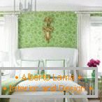 Стилски спална соба во зелени и бели бои