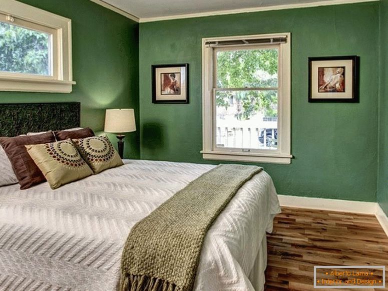 Стилски спална соба во зелени бои