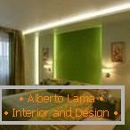 Зелени нијанси во дизајнот на мала спална соба