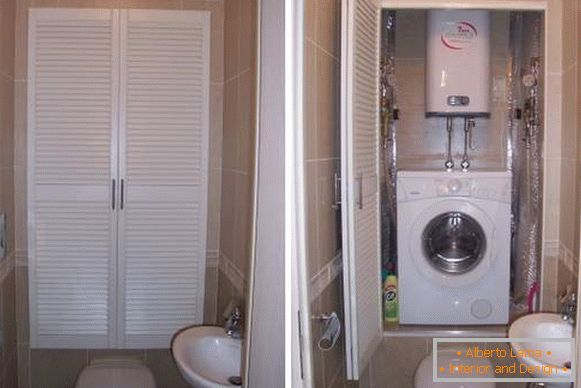Дизајн на тоалет со машината за перење - кујнски слика над тоалетот