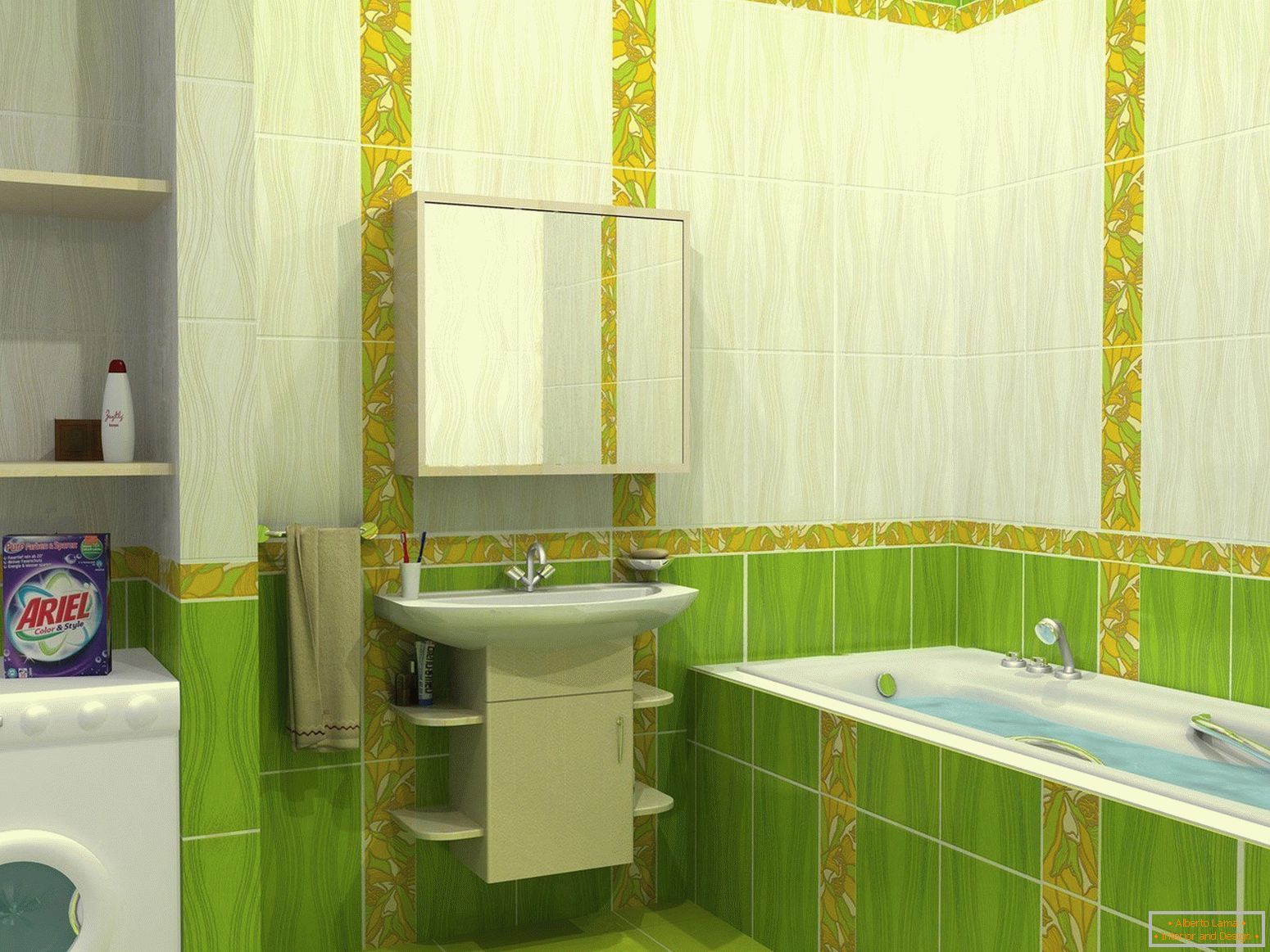 Дизајн на бања со зелени тонови