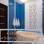 Комбинацијата на бело и сино во дизајнот на бањата