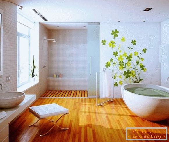 Дизајн на бања со дрвени подови