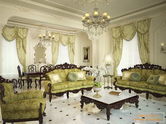 Украсете пространа дневна соба во барокен стил.