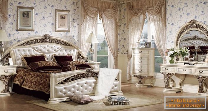 Дизајн проект за пространа спална соба во барокен стил.