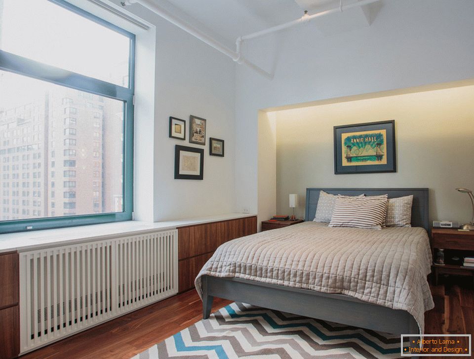 Спална соба од стилски дуплекс во Менхетен