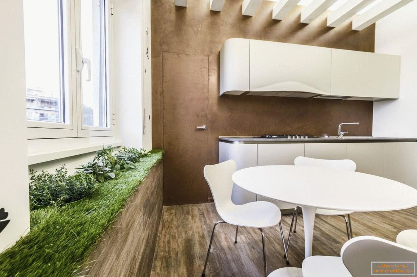 Зелена површина во кујната за еко-стил