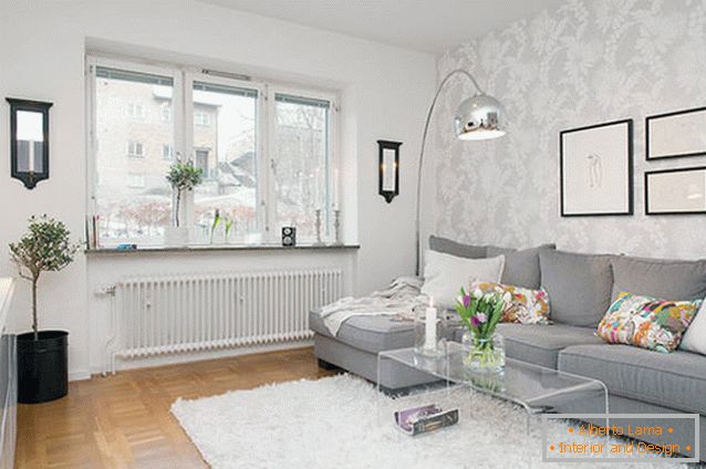 Дневна соба на мал стан во Гетеборг