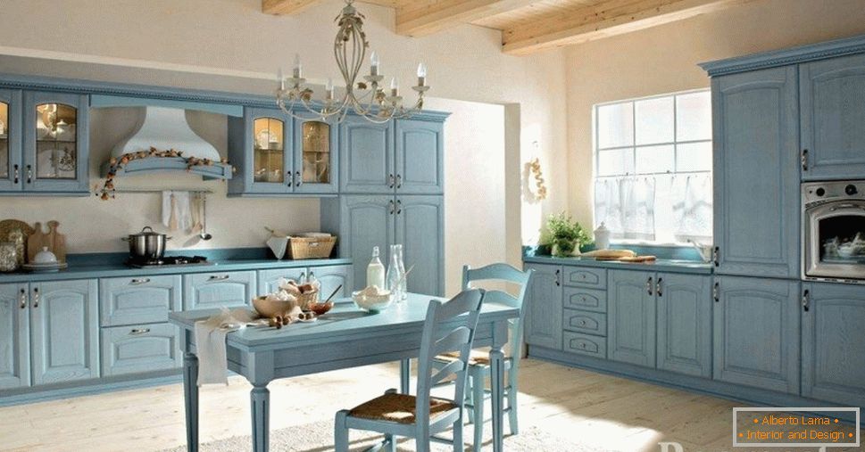 Мебел в кухне голубого цвета
