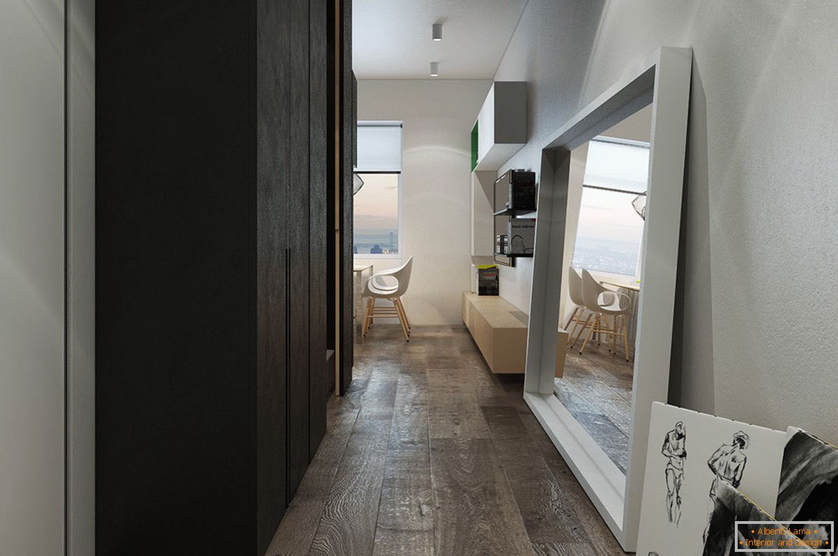 Дизајн коридор за мал стан во стилот на мансарда
