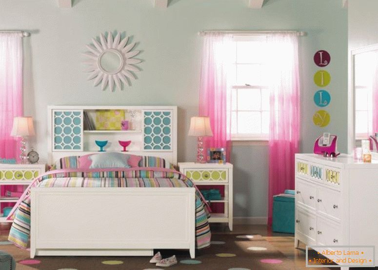 мода-бела боја-дрвена-ikea-спална соба-мебел-со-целосна големина-книжарница-headboard-користење-шарени-ленти-шема-тема-постелнина-за-на-инспиративна-тинејџерски-девојка-спална соба-декорација- 1120x799