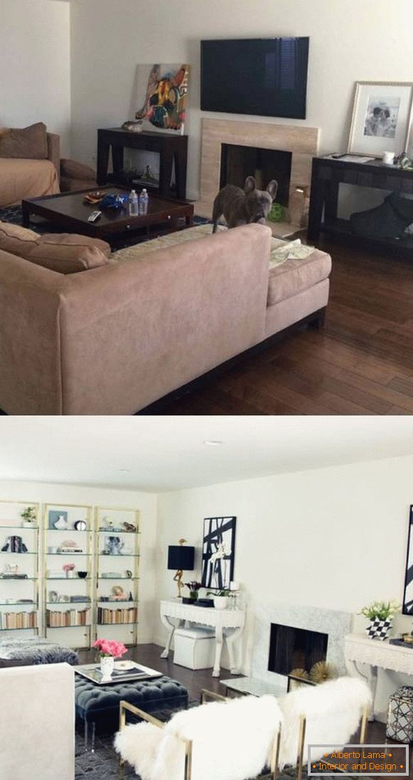 Ентериери од дневната соба на приватна куќа пред и потоа