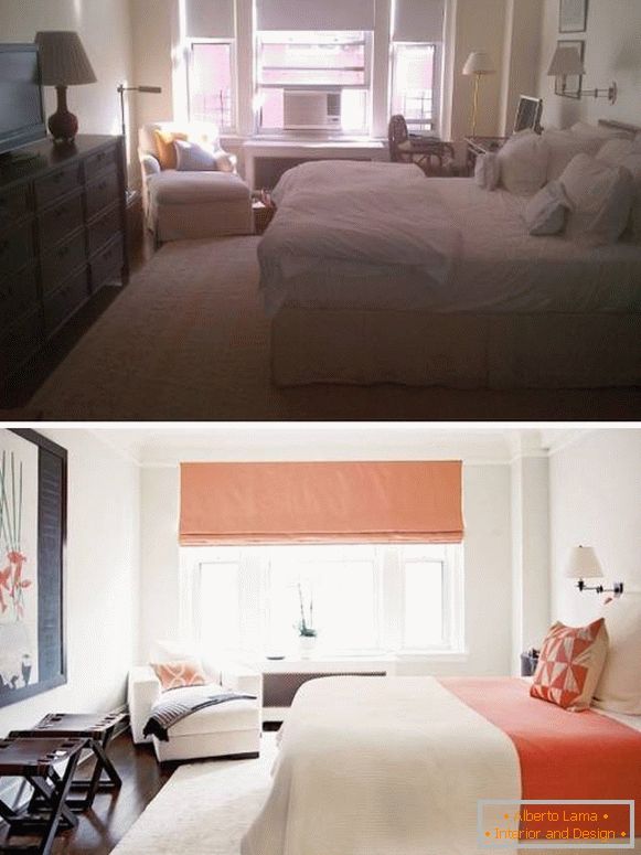 Нов светла спална соба пред и по фотографиите